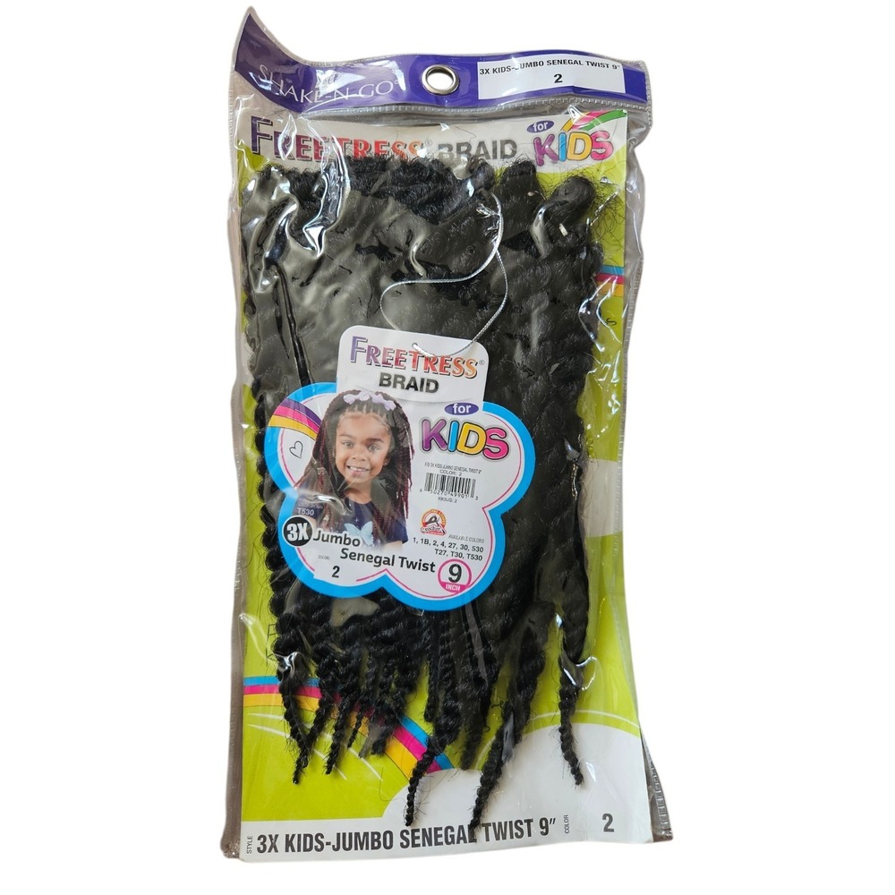 FreeTress Crochet Hair - 3X Kids Jumbo‎ Senegal Twist 9" Color: 2